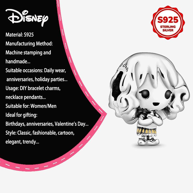 New Disney 925 Silver Winnie & Stitch Charms for Bracelet Necklace DIY Jewelry Gifts Holiday Party