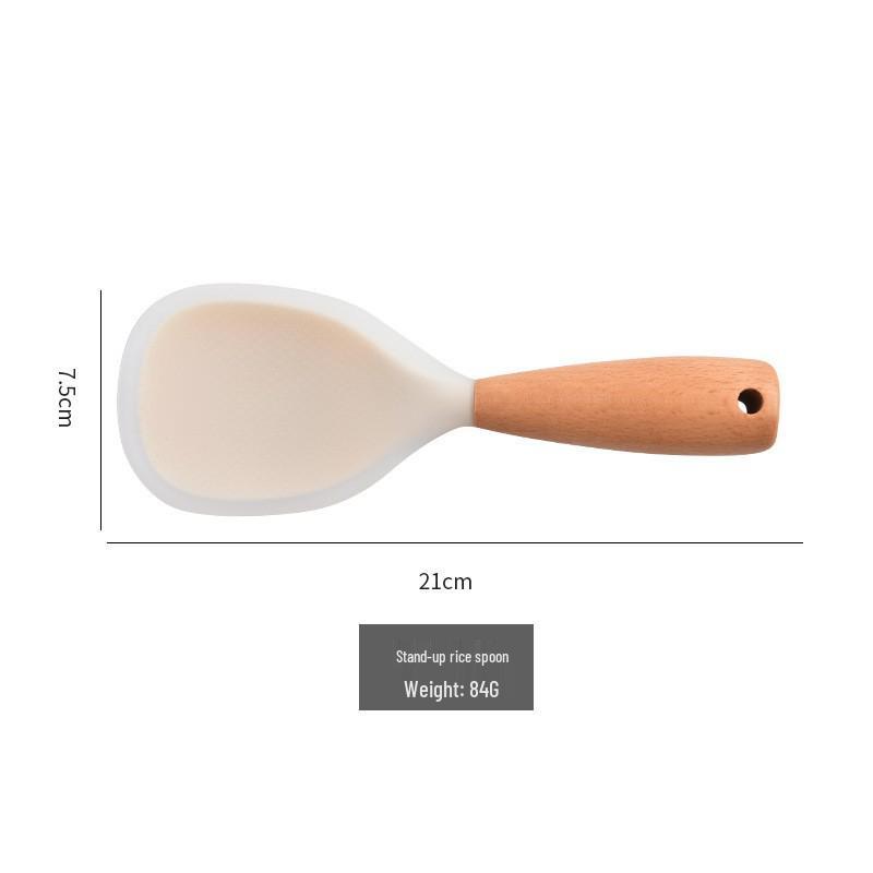 Silicone Non-stick Rice Paddle - Food-grade, Stand-up Rice Spoon, Safe for Cookers