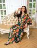 AB359 Stylish Long Robe with Feather Details: European & American Muslim Fashion