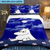 Moo-min Family Celebration 3PCS Bedding set,Ideal for 1pc Duvet Cover And 2pcs Pillowcases Perfect for Fan gift,Ideal for Bedroom, Dormitory