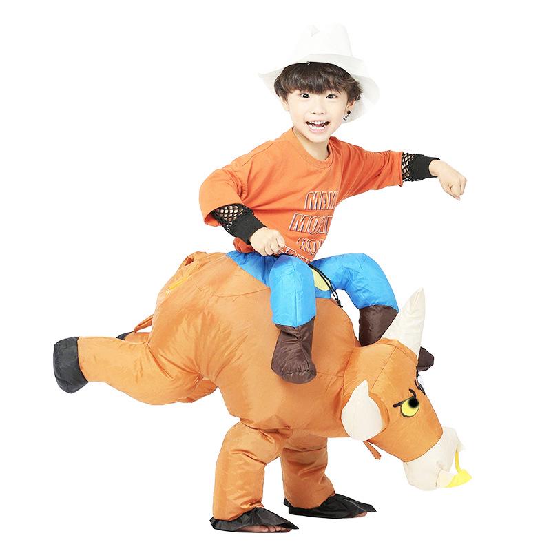 Halloween Inflatable Bull Riding Cowboy Costume for Parent-Child Cosplay and Festival Performance
