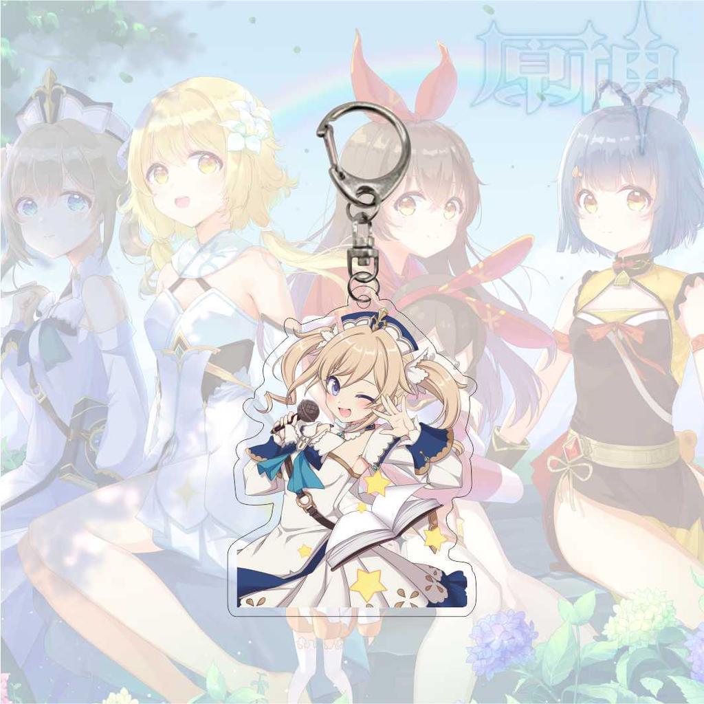 Cartoon Anime Genshin Impact Keychain Acrylic Double Sided Transparent Key Chain Ring Keyring Accessories Jewelry For Fans Gifts