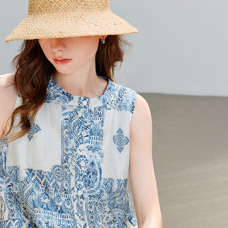 Chuyu Women's Embroidered Lyocell A-Line Sleeveless Maxi Dress