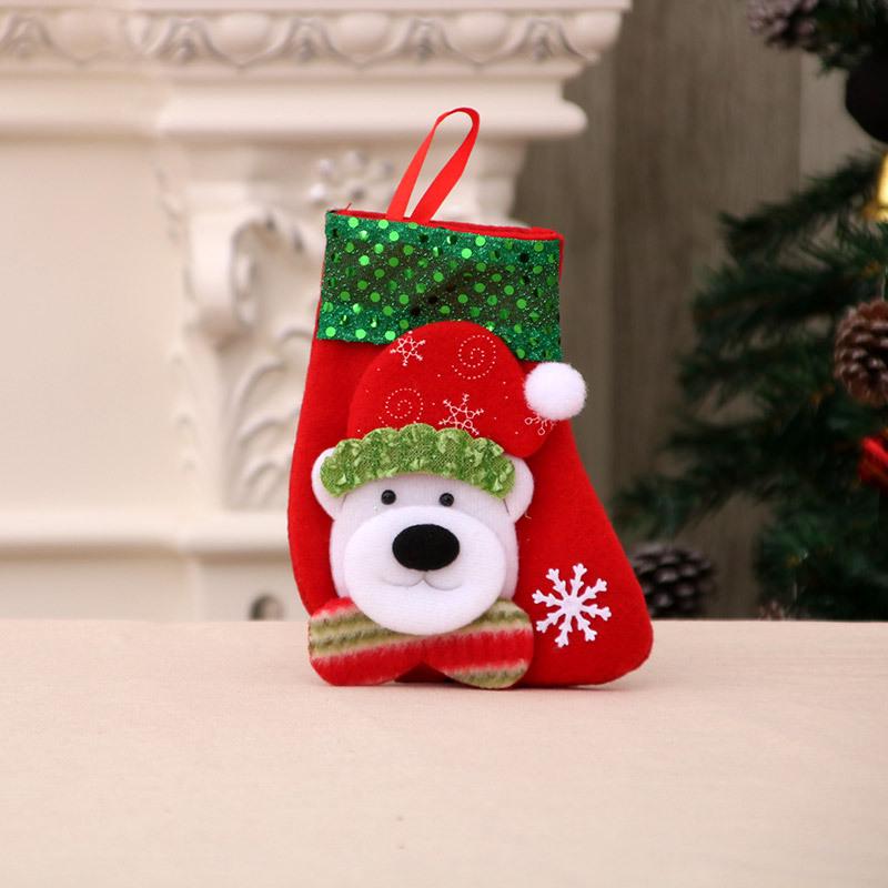 

Рождественский чулок Санта-Клауса с пайетками, трехмерный рождественский чулок, ...подарочный пакет, рождественские украшения small bear