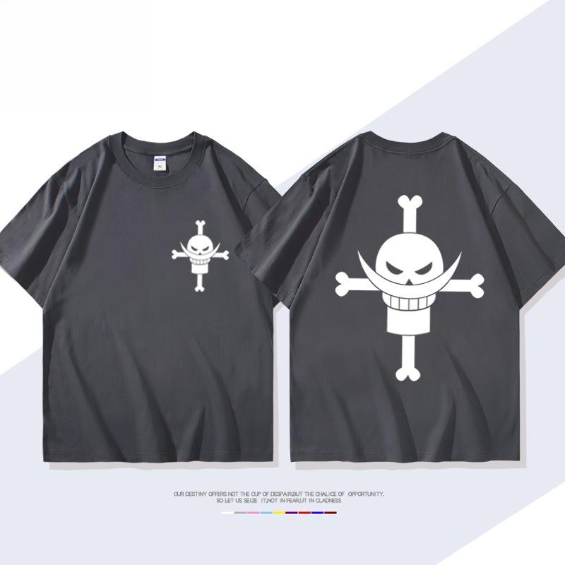 ONE PIECE Animation Derivatives White Beard EdwardNewgate Printed Short Sleeve Tshirt Mens Womens Fashion Loose Cotton Top