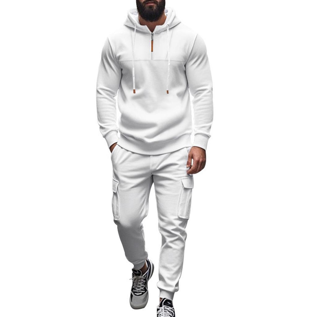 Men  Leisure  Hooded Hood  Hoodie  Trousers  Adding Fleece  Loose  Hoodie  Set