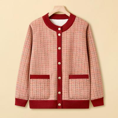 Middle-aged and Elderly Grandmothers Wear Sweaters, Clothes, Mom's Spring and Autumn Thin Zipper Coat, Casual Sweater Cardigan Woman