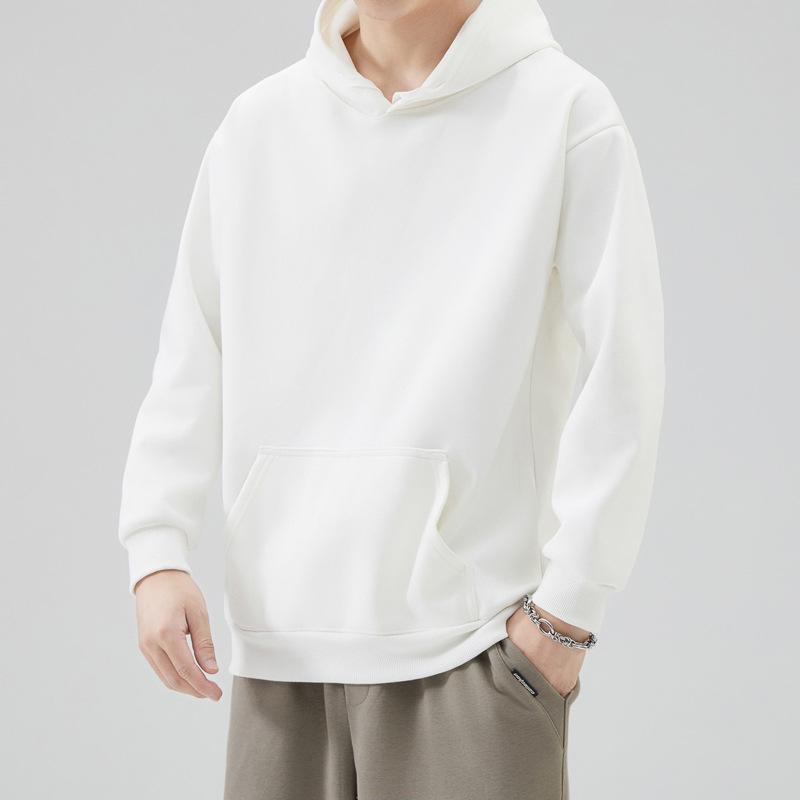 

2025 Осень/Зима Новая мужская однотонная толстовка с капюшоном с толстым бархатным пальто/обычное пальто с тяжелым капюшоном XXXL