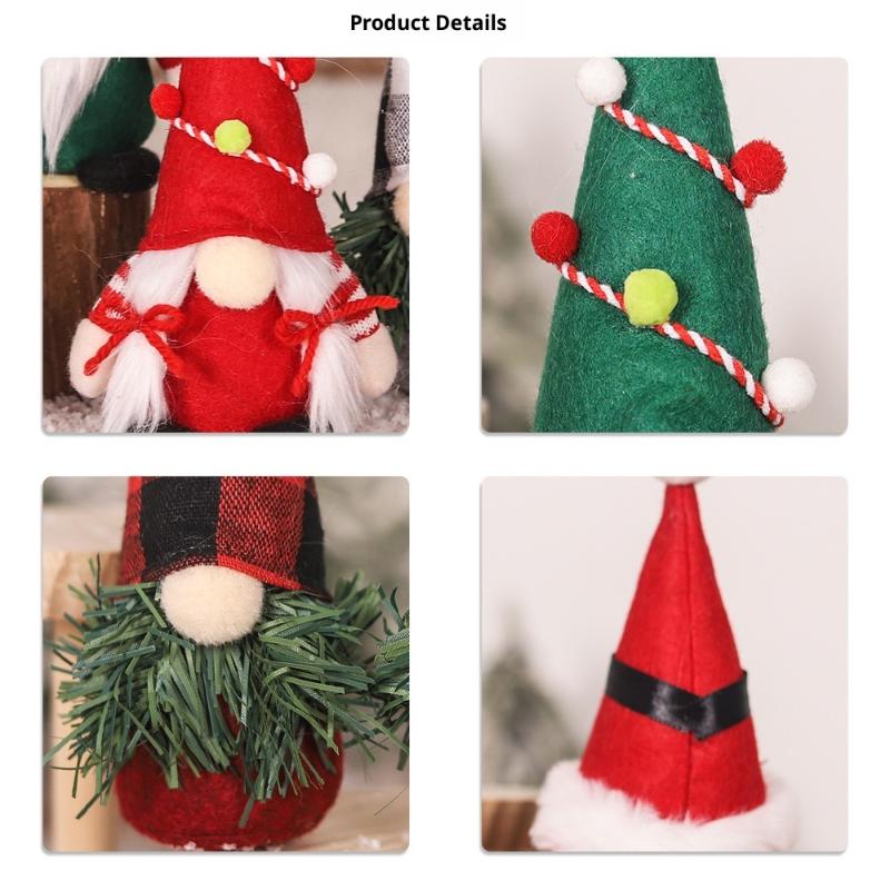 Christmas Festival Faceless Dwarf Doll Ornaments Red Grey And Green Dolls Window Decoration Props