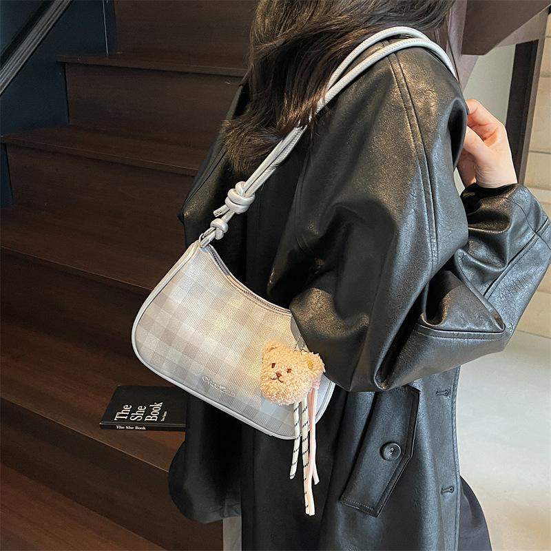 Underarm Bag Women's New Fashion Plaid Versatile Portable Shoulder Bag High-end Messenger Dumpling Bag