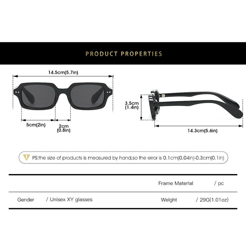 Timeless Retro High End Designer Style Edgy Punk Trendy Riveted Square Shaped Female For Both Male Sun Glasses
