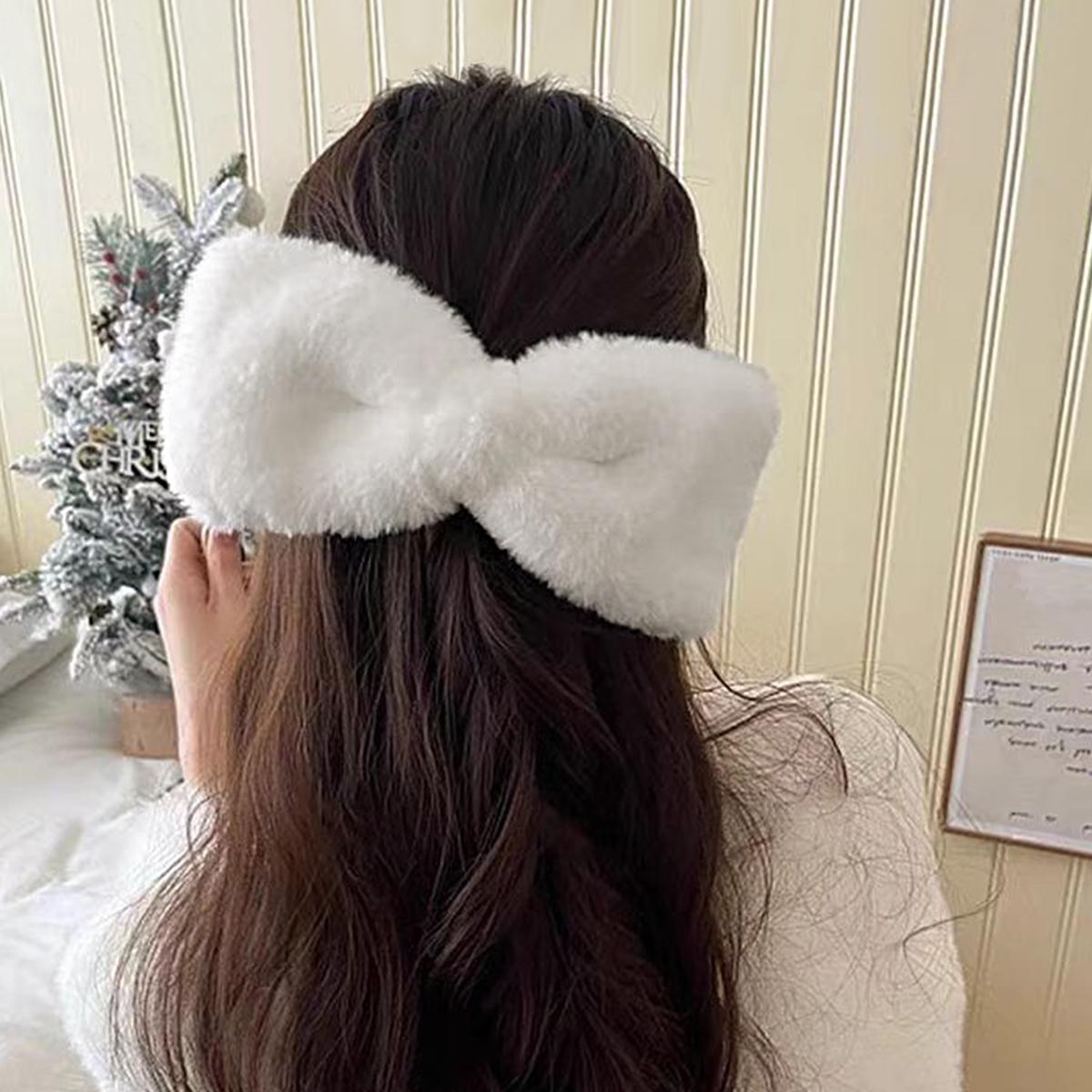 

2 шт. черные плоские заколки-краб для волос с бантом для густых волос, прочная фиксация, пушистые милые аксессуары для волос, заколки для женщин и девочек