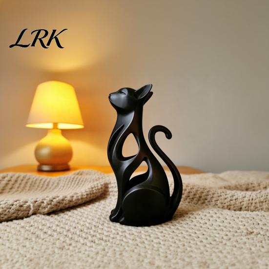 Bookshelf Cat Ornament 3D Printed Hollow Figurine, Modern Abstract Sitting Kitten Statue, Decor Artistic Animal Sculpture for Home Decoration,