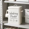 Rectangular Metal Washing Powder Canister with Handles DampresistantResistant Laundry Storage Tin