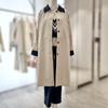 Women's Color Block Belted Single Trench Coat YW5MR405
