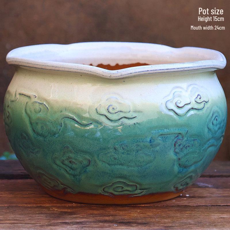 Personalized Large Ceramic Succulent Flower Pot with Wide Caliber - Free Shipping