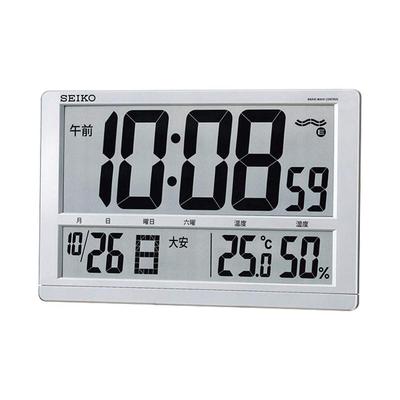 Seiko Ur Seiko Ur Vægur Bordur Radiobølge Digital Kalender Rokuyo Temperatur Fugtighed Display Stor Sølv Metallic SQ433S SEIKO