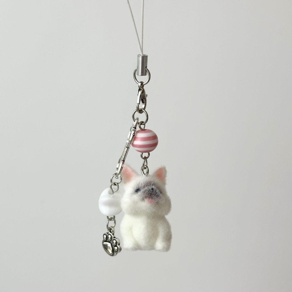Flocked Puppy & Kitty Doll Bag Charm Keychain - Cute Bear Gift for Girls & Phone Chain Charm