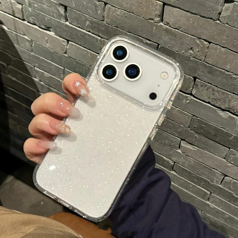 Soft Silicone Glitter Transparent Phone Case for iPhone 11 12 13 14 15 16 17 Pro Max Plus Air Clear Bumper Cases Cover