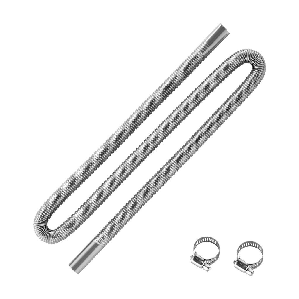 Exhaust Hose, 1490mm Stainless Steel Exhausts Hose, Diesel Heater Flexible Exhaust Pipe with 2 Hose Clamps, Exhausts Hoses Kit Diesel Heater