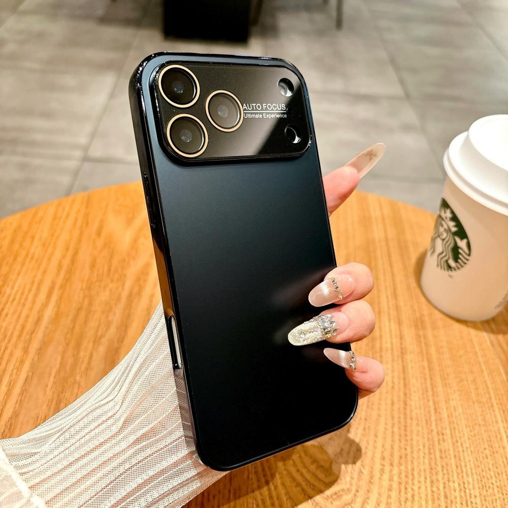 Frosted Plating Crystal Large Window Phone Case For iPhone 17 16 15 14 13 12 11 Pro Max 17ProMax Full Frame Bumper NonSlip Cover