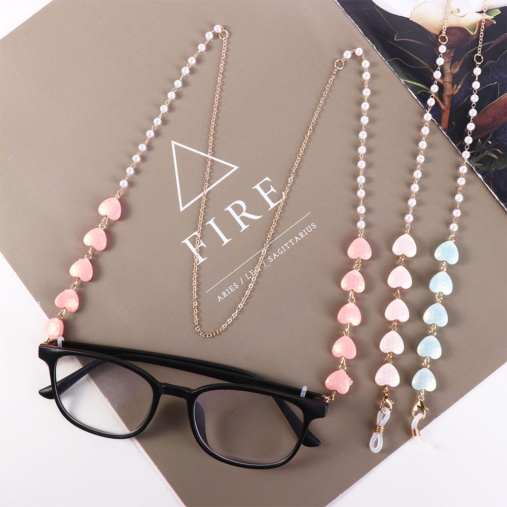 Halskette Herzförmige Liebesbrillenketten Maske Anti-Verlust-Ketten Brillenband Perlen Sonnenbrillenketten