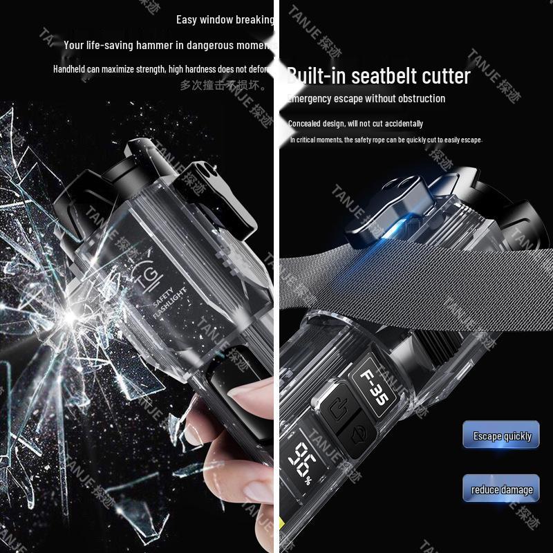 Portable High-Brightness Roller Zoom Hammer with Built-in Speaker Flashlight and Cutter.