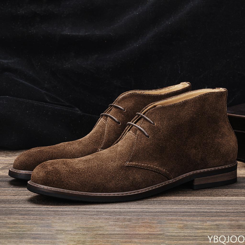 Fashion Genuine Leather Men Desert Boots Retro Suede Leather Men Ankle Boots