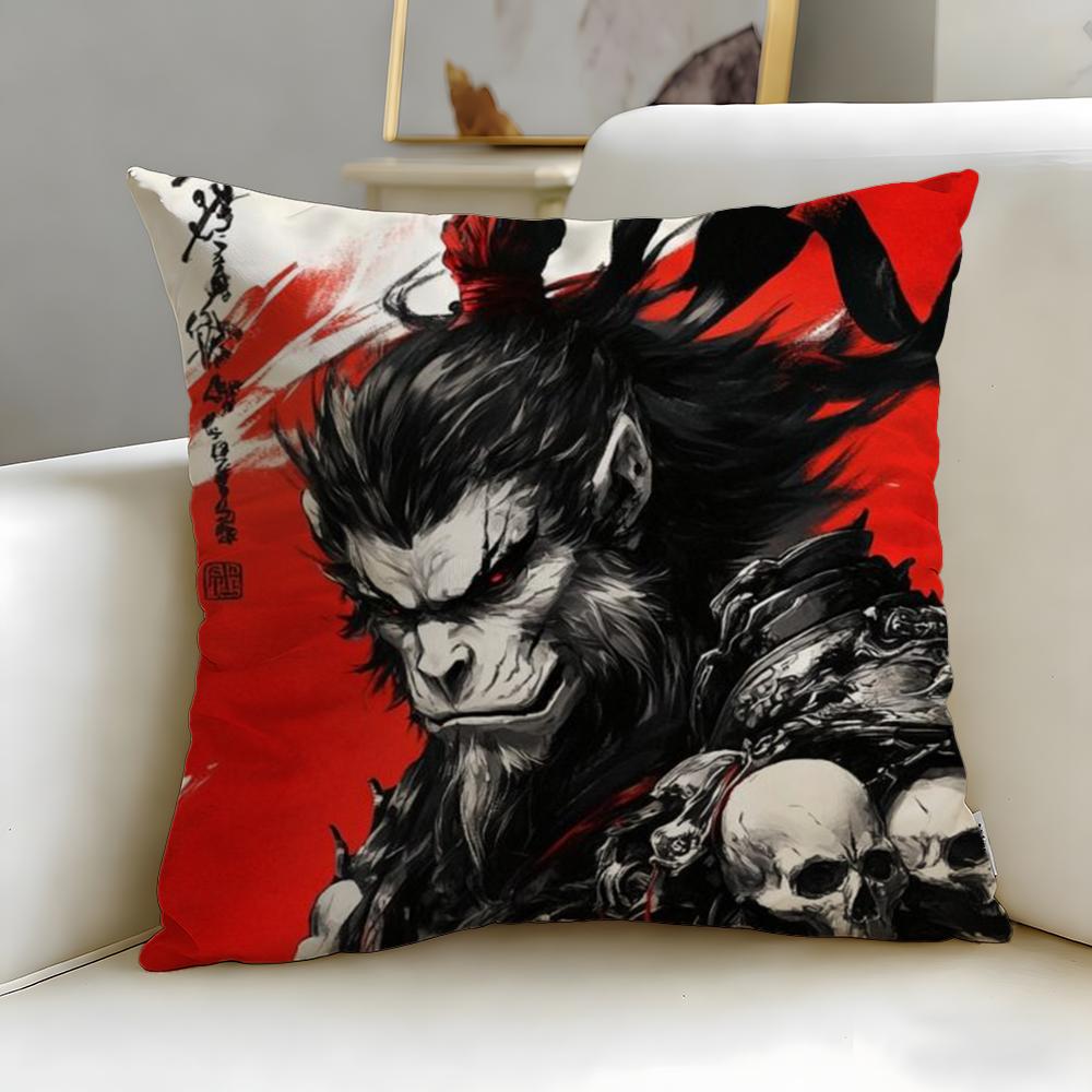 popular game Black Myth Wukong Cushion Cover Soft  EasyWash Pillow Case  Versatile for Couch Bed Travel and Office