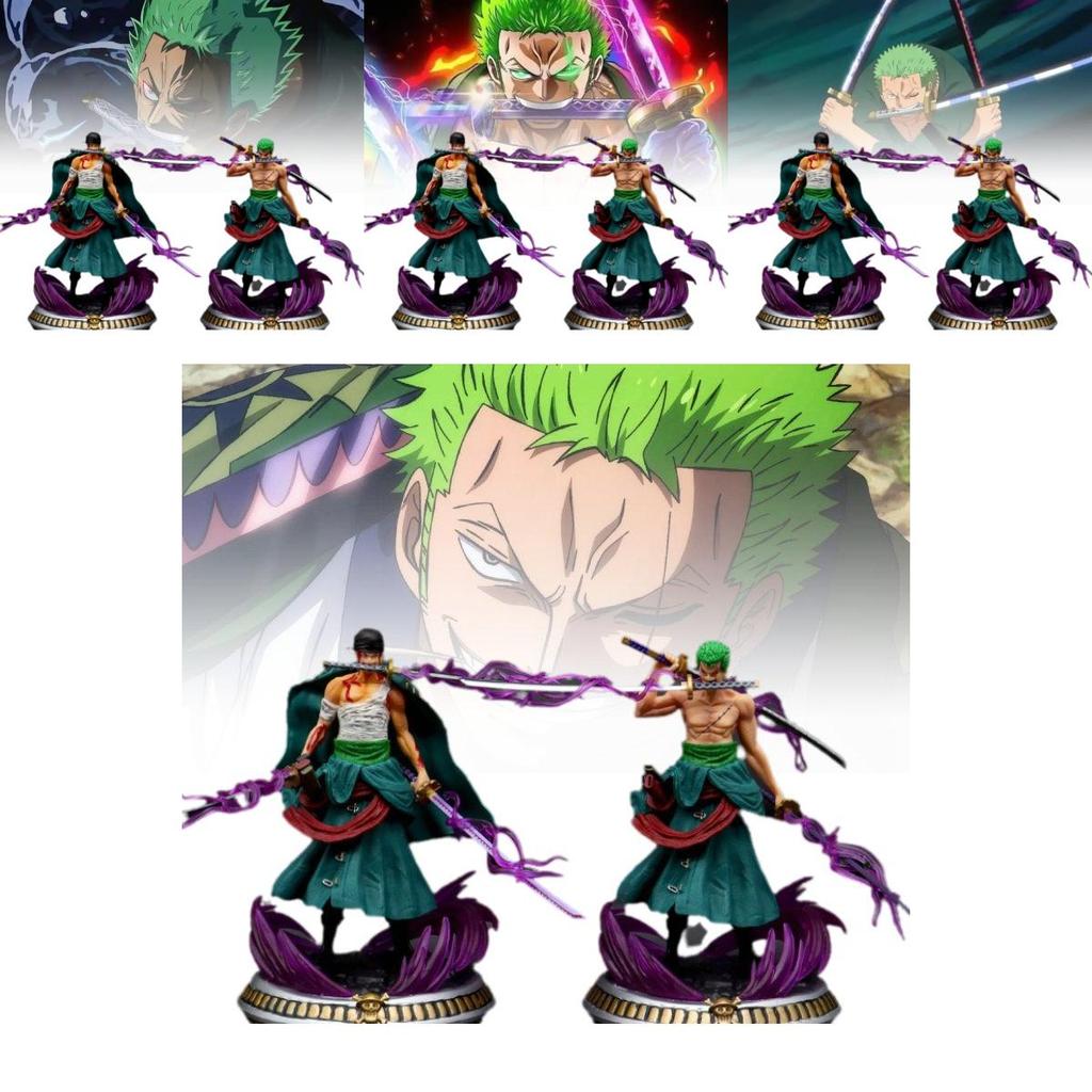 Exquisite Anime-PVC-Figur, handgefertigte Zoro-Tischdekoration im Dreischwert-Stil