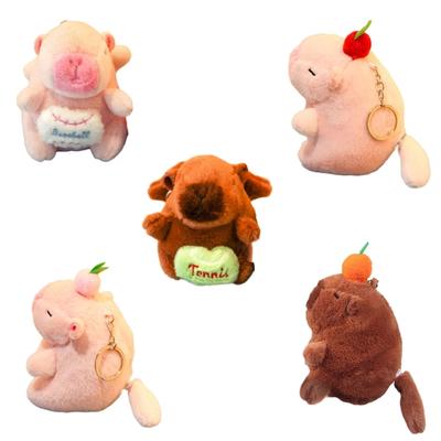 Rörlig Plysch Capybara Berlock Nyckelring Mjukt Gosedjur Prydnad Nyckelring Härliga Hängen för Plånbok Väska Ryggsäck Handväska