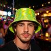 Three-dimensional Bucket Hat Hat, Three-Dimensional Wide Brim Fisherman Waterproof Imitation Leather Cool Metallic Deep Barrel Shine Sun Stage