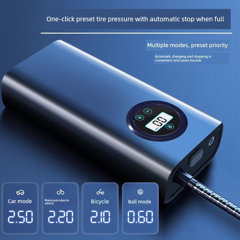 Car Air Pump, Car Electric Wireless Air Pump, Convenient Tire Inflator, Universal and Multi-Functional