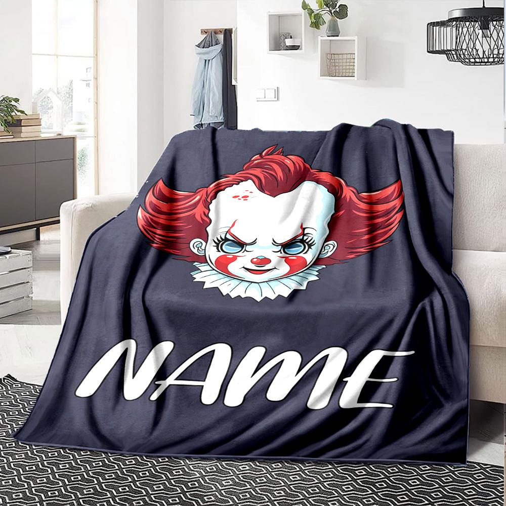 Customiz Name Personality Pennywise the Dancing Clown Blanket Soft &Warm Sofa Office Bed Travel Lunch Break Blanket, Gift Suitable All Seasons