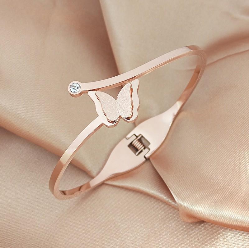 Damen Roségold Zirkon Armband: Nicht verblassender Titanstahl, Nischendesign für leichten Luxus