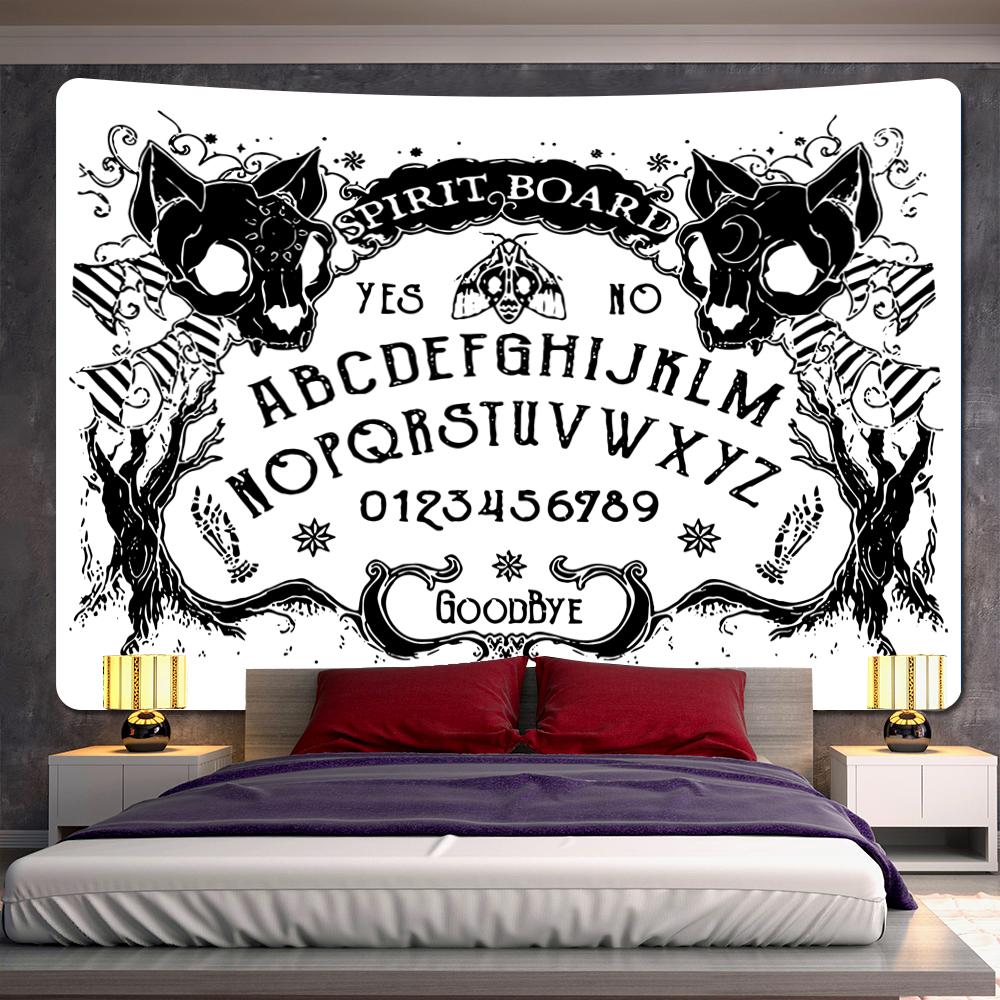 

Black and white skull bee cat tapestry home decoration art tapestry bohemian decoration hippie background wall sofa blanket 95x70cm