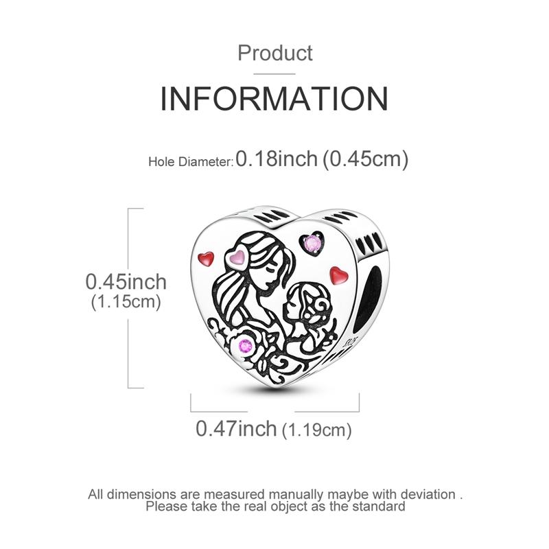 Charms Copper Parent-Child Comic Heart-Shaped Pendants Fit Charms Plata Original Bracelet Beads Women Jewellery Making