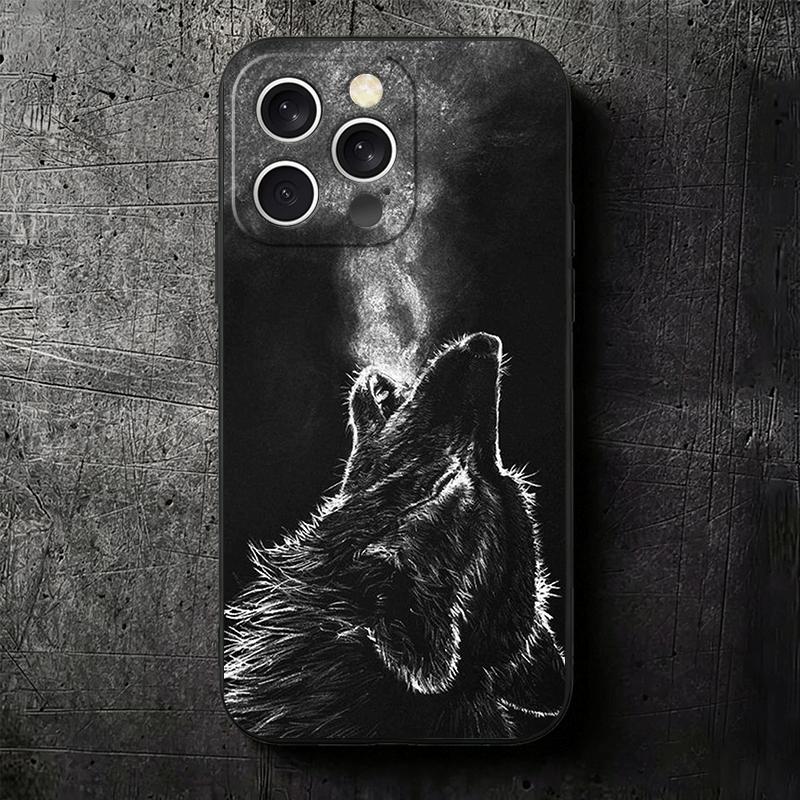 Wolf Moon Animal Soft Phone Case for iPhone 16 16E 17 Air 15 Pro Max 14 Plus 13 Mini 11 12 7 Black Cover Back Shell