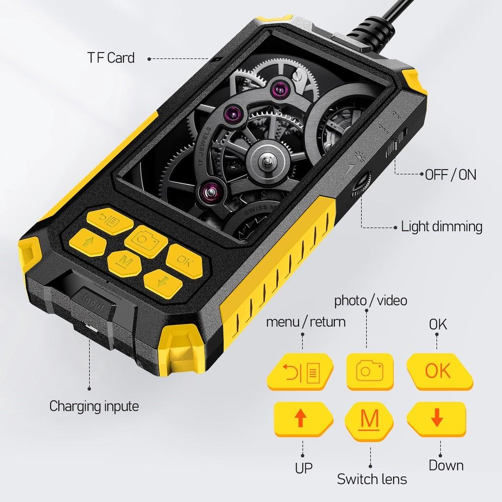 4.5 inch 2.0 MP IP68 Sewer Pipe Drain Inspection Camera IPS Screen Dual Lens Industrial Endoscope Bore Scope Snake Camera