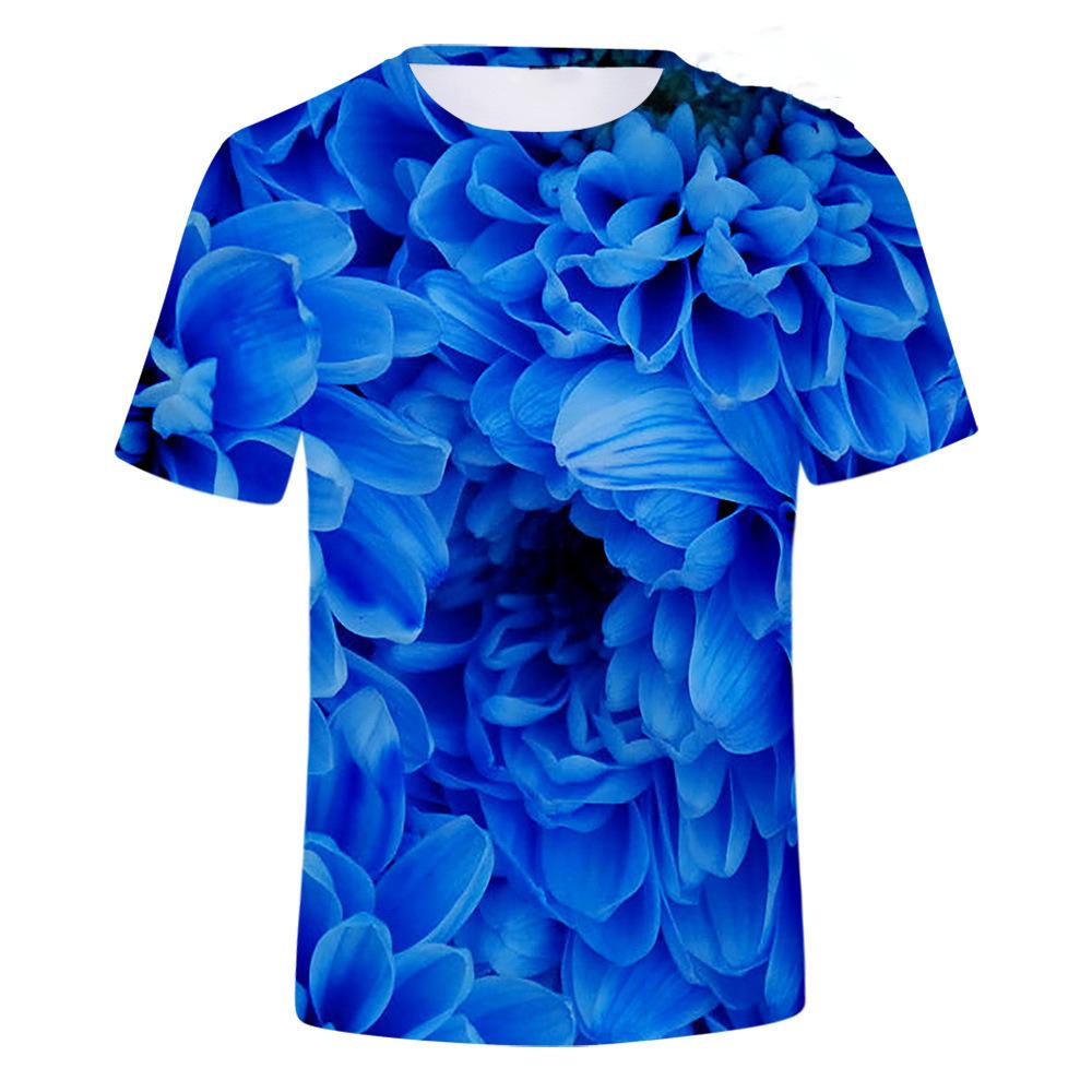 Rose Flower T-Shirts Floral 3D Print Men Women Hip Hop O-Neck Short Sleeve T Shirt Oversized Harajuku Y2k Tops Tees Kid Clothing