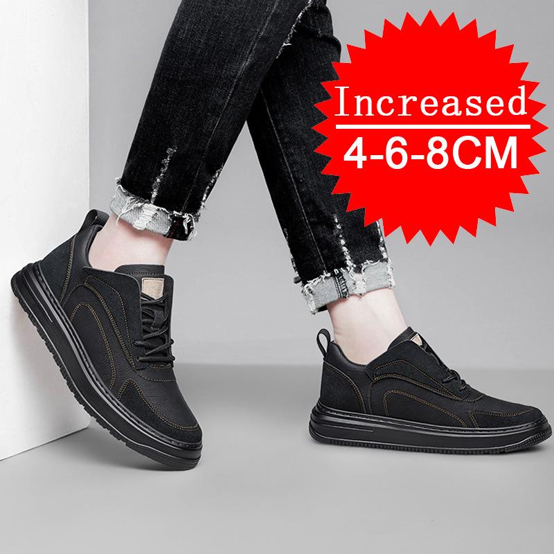 Outdoor Casual Shoes Genuine Leather Men Heightening Shoes Running Sport Shoes Retro Style Man Trainers Outdoor Shoes Size 36-47