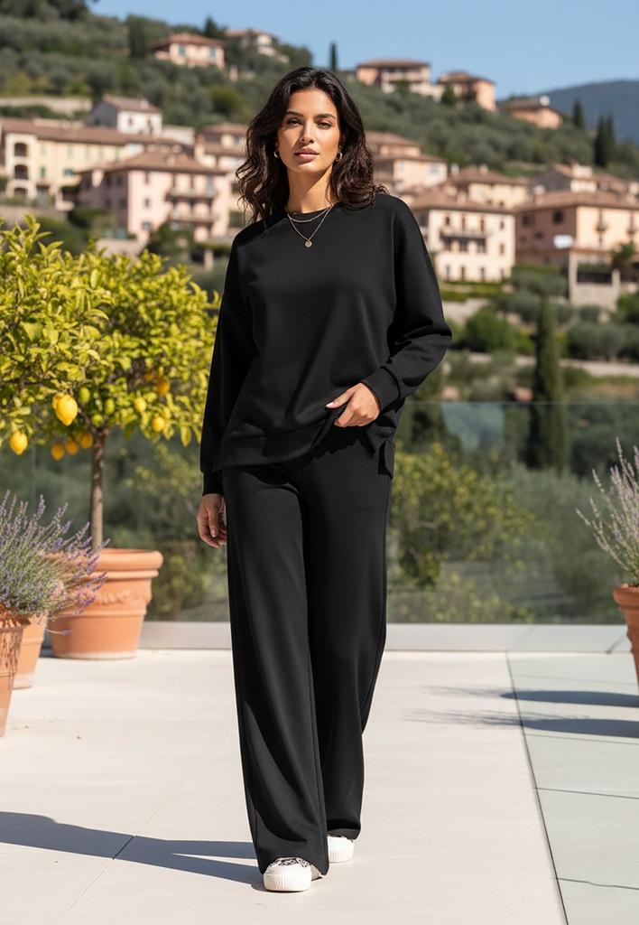 Elegancki Dres Damski - Komplet Bluza I Spodnie - Czarny M1250 R. S