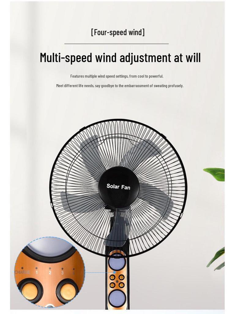 16-Inch Rechargeable Solar Floor Fan with Light for Outdoor Camping