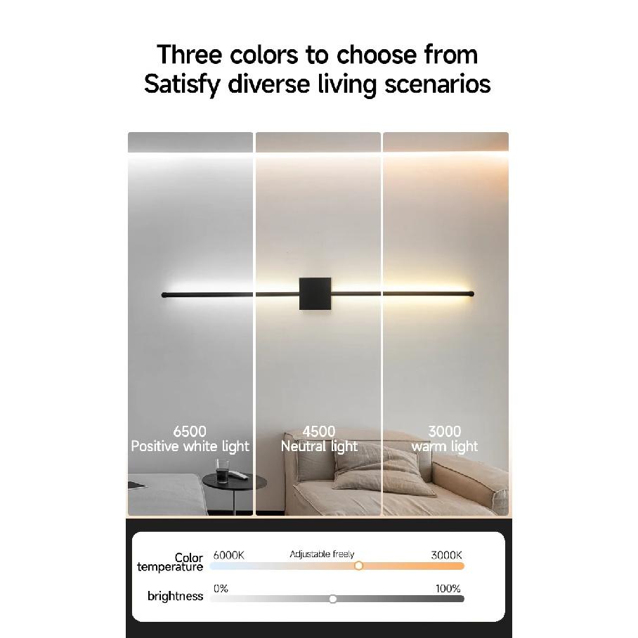 Modern LED Wall Lamp Minimalist Led Light Bedroom Bedside Long Strip Wall Sconces Living Room Sofa Home Indoor Lighting Fixture