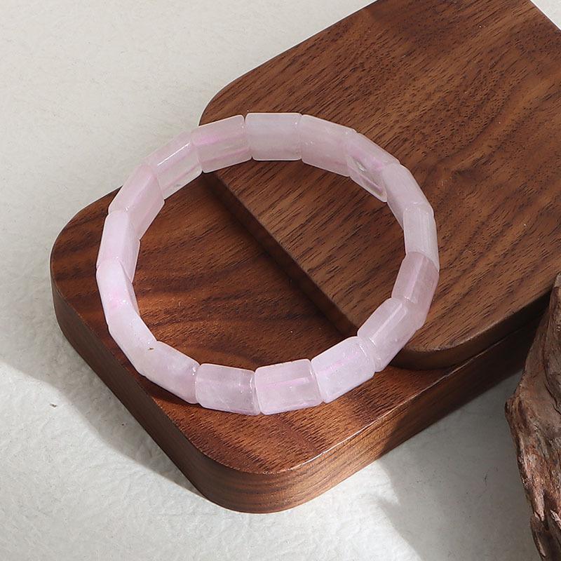 Natural Blue Pink Chalcedony Hand Row Bracelet Rhombus Section Hand Row Square Agate Crystal Hand Row Bracelet.