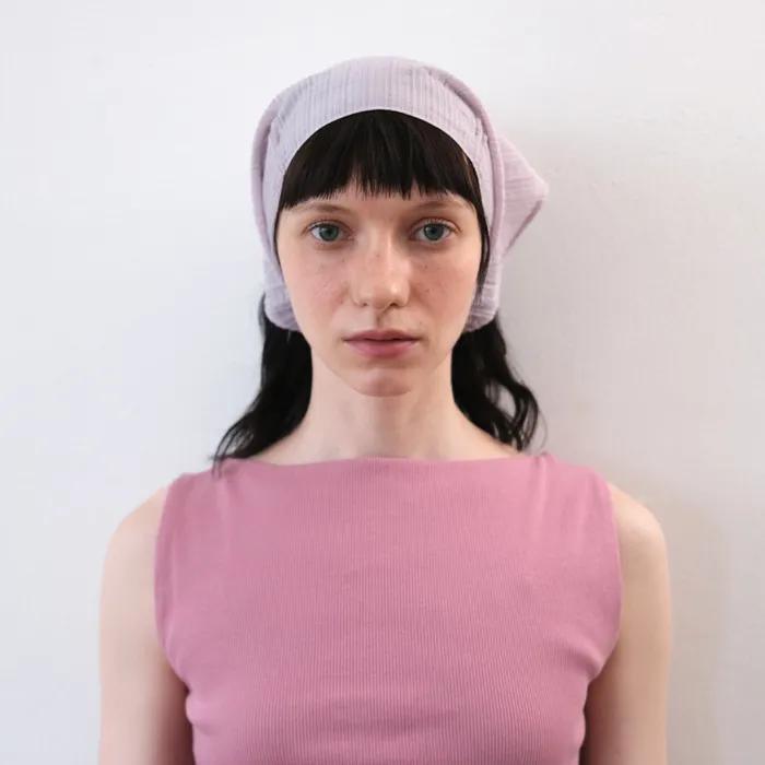 Page Stripe Pin-Tuck Scarf (lavender)