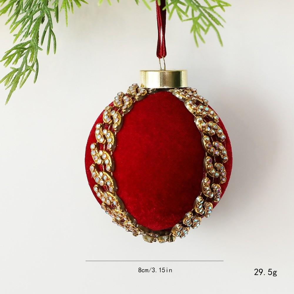 Flocked Velvet Velvet Christmas Ball 8cm Diameter Rhinestone Christmas Balls  Party Decoration