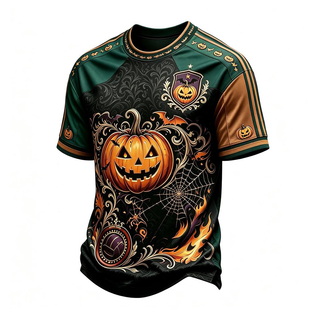 Men's Halloween Print Short Sleeve T-Shirt Neck Tee for Casual Daily Wear