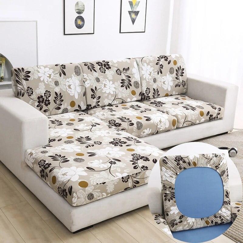 New Floral Printed Stretch Sofa Seat Cushion Cover Backrest Cover Protector for Couch Sofa Cover L Shape Chaselong Slipcovers