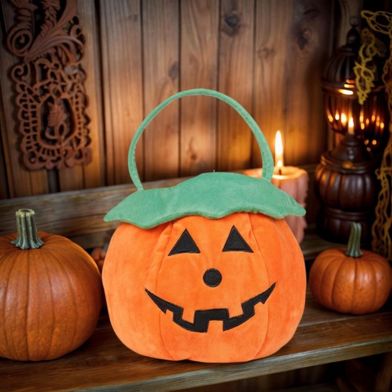 Halloween Pumpkin Candy Holder Plush Cloth Storage Pouches Christmas Party Treats Bag For Kids Candy Chocolate Storage